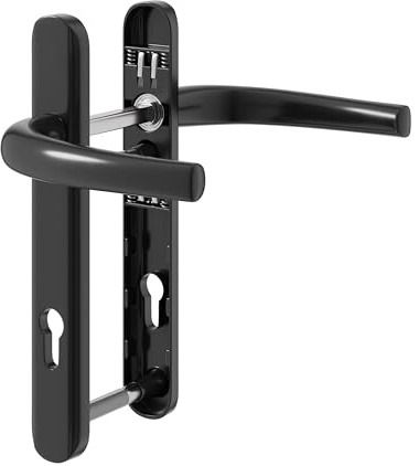 IRONWORX® Enigma Black UPVC Door Handle Set 92mm PZ, 122mm Screw Centres | Universal fit for uPVC, Composite & Timber Doors | External Door Handle Replacement | Heavy-Duty, Easy DIY Fit