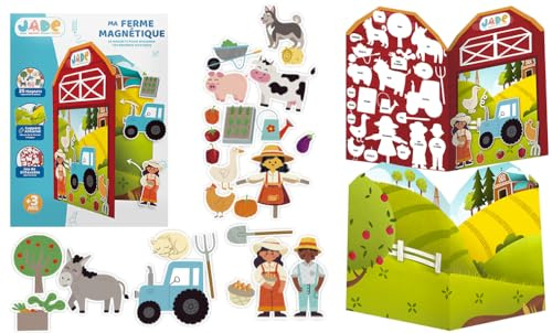J.A.D.E - Magnetisk bok - fast tema - pedagogiskt spel - 030643 - resa - spel för barn - flyttbara miniatyrer - utan skärm - present - fransk design - från 3 år