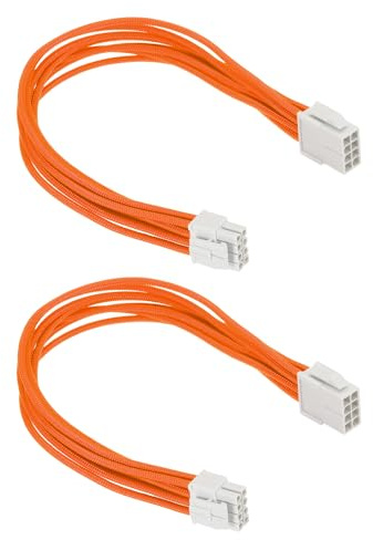 PATIKIL CPU Power Cable 12 Inch(30cm) 18AWG 12V, 2Pcs CPU 8 Pin Male to 8 Pin(4+4 Detachable) Male for Motherboard Power Adapter, White Orange