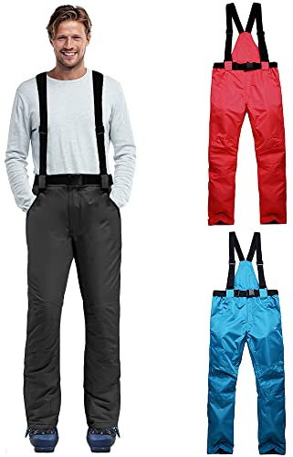 Aumotop Hombres Mujeres Pantalones de Esquí Cálidos de Invierno Pantalones Snowboard con Tirantes Extraíbles - Térmicos Resistentes Al Viento y Al Agua - Rojo/3XL para Esquí Snowboard Palear Trineo