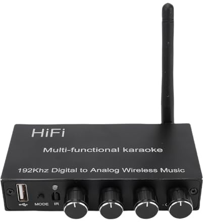 Annadue Adaptateur Audio Bluetooth, Récepteur Bluetooth, Mélangeur karaoké, Convertisseur Audio Numérique vers Analogique avec Micro, Coaxial, Optique, Entrée USB, Sortie AUX 3,5 Mm