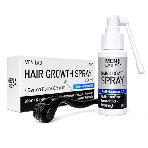 Hair Growth Spray – Anti Haarausfall Pflege für Frauen & Männer – mit Redensyl, Procapil, Anagain & Baicapil – Haarwachstum Serum mit Biotin & Rosmarinöl – 60 ml (Spray + Derma Roller)