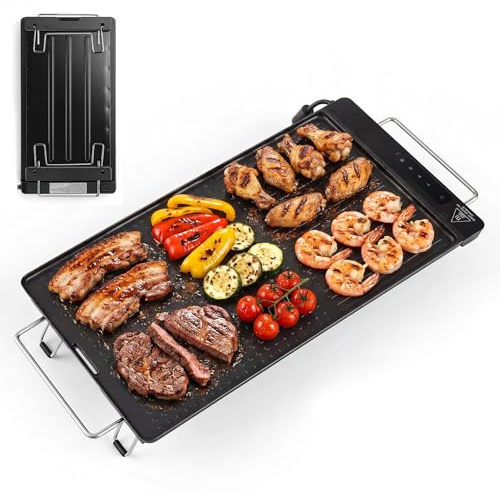LIFEZEAL - Plancha eléctrica fina (1300 W, con asas y pies plegables)