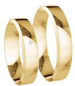 JC Trauringe Gold 333 Paarpreis Poliert I Traumhafte Eheringe breit 5 mm I Partnerringe Gelbgold mit Gravur in edler Schatulle I Klassische Hochzeitsringe Herrenring & Damenring mit Stein