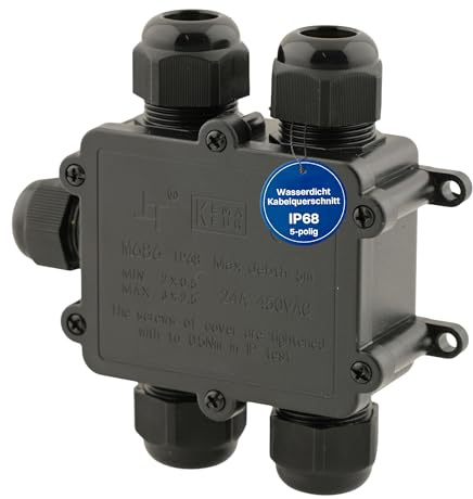 Intratec 1x Abzweigdose wasserdicht 5 Öffnungen 4-14mm Kabel – IP68 Verteilerdose außen wasserdicht für einfache Installation im Garten & Erdkabel – 35 x 113 x 93mm
