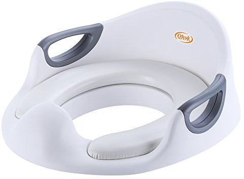 QHYK Töpfchen Training Sitze, Toiletten-Sitz für Kinder, Töpfchen trainer für Jungen und Mädchen, seitliche Haltegriffe, gepolsterte Sitzfläche, mit Spritzschutz, sichere rutschfeste, weiß