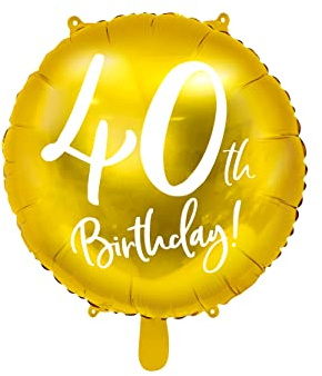 PartyDeco - Ballon Mylar Foil Or pour 40e Anniversaire Ø 45 cm, Couleur, FB24M-40-019