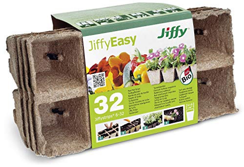 Macetas de cultivo 100% ecológicas – Tiras de cultivo – 6 x 6 cm (32 unidades) – Macetas de turba
