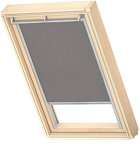 VELUX Dachfenster Sichtschutz-Rollo, graue Schienen, S06, Grau | Lichtanpassung, diffuses Sonnenlicht, schmale Schienen