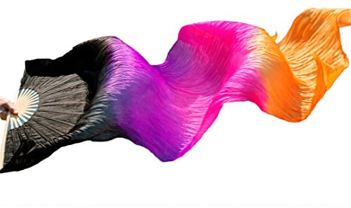 1 Paar/1 Stück Kunstseide Bauchtanz Schleier Fächer Rippen handgefertigt gefärbt Leistung lange Fächer Bauchtanz Kunstseide Fans Figur 11 1 Paar - 180 x 90 cm