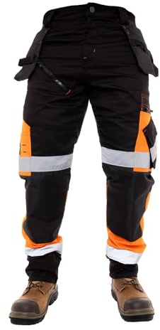 Juicy Trendz® Arbeitshose Herren reflektierendes Band Warnschutz Arbeitshose für Herren