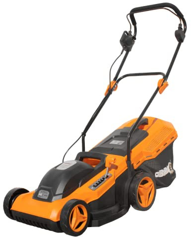 Bricoferrr Cortacésped Eléctrico - 1800W, Ancho de Corte 38cm y Altura Ajustable