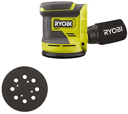 Ryobi R18ROS-0 Levigatrice Rotorbitale 18V ONE+, Batteria Non Inclusa, Diametro Disco 125mm, Velocità 10.000 Giri/Minuto, Diametro Orbita 2.5mm + Ryobi osp1 a schleif base