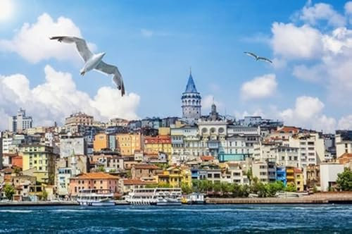 Acryl-Bild 80 x 50 cm: Galata-Turm, Galata-Brücke, Karakoy-Viertel und Goldenes Horn, Istanbul - Türkei (125598434)