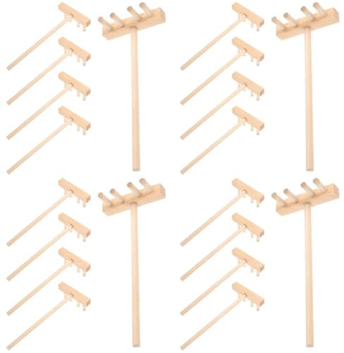 Yardwe 20 Pcs Râteau À Sable Miniture Décoration Table À Manger Décor Minatures Artisanat Mini Outils De Jardin Zen Sable Râteau De Jardin Petit Bac À Sable Râteau Bois Mini Râteaux À