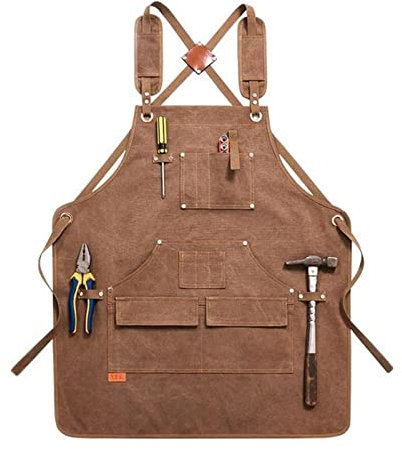 KEYVOR Apron Durable Goods Heavy Duty Unisex Canvas Work Apron Belt Tool Bag Cross Strap Adjustable For Woodworking Painting Aprons For Women (Size : 2)
