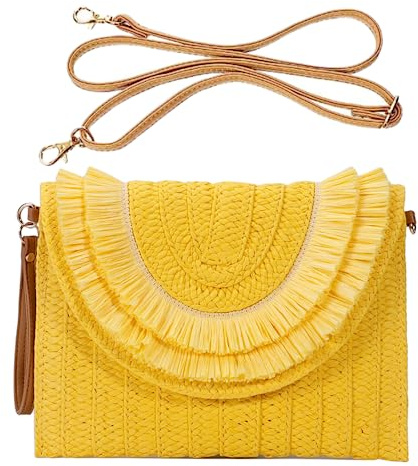 Straw Clutch Handbag Purse Straw Crossbody Bag Summer Beach Bags for Women Straw Woven Envelope Bag Party Totes for Evening Party