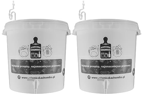 30L Fermentation Bucket with tap,airlock,Bung and airtight lid for Home Brewing/Wine Making (Pack of 2)