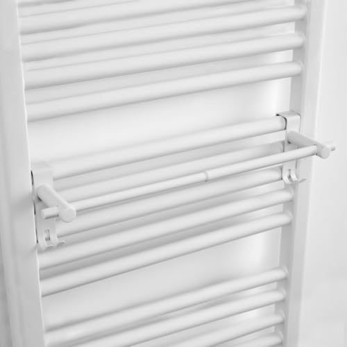 EMKE Porte Serviette pour radiateur et sèche-Serviettes, Porte-Serviettes rétractable，Blanc，Multifonctionnel Porte Serviette Mural Salle de Bain （2 pièces）