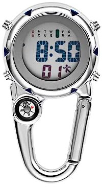 Ailan Digital Karabiner Clip Uhren Haken Uhr Elektronische Leuchtuhr Männer Kompasse Woche Bergsteigen Uhren Geschenk, Blau