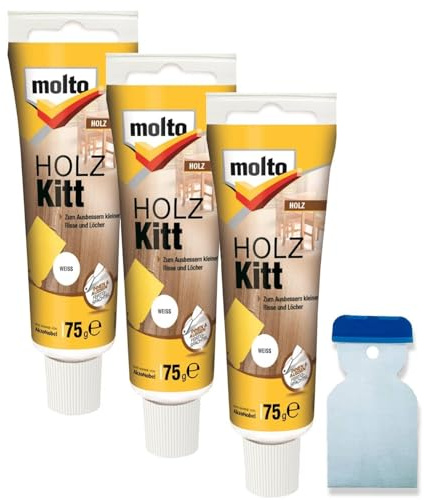 3x Molto Holzkitt 75 g Set Reparaturspachtel (Weiß)