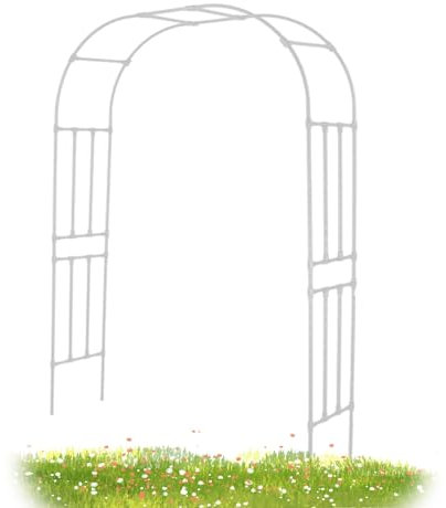 Arco Giardino in Metallo Arco per Rose Piante Rampicanti Interni Esterni Acciaio Giardino Padiglioni Facilità di Montaggio 120x240cm 180x240cm 320x240cm(White,240x240cm/7.9x7.9ft)
