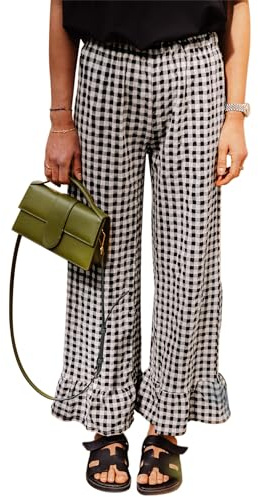 SANSIWU Y2K Damen-Pyjamahose mit weitem Bein, hohe elastische Taille, lockere Passform, weites Bein, Pyjamahose mit Taschen