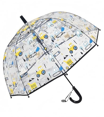 Generisch Kinder Regenschirm mit Kuppeldach Leichtes Niedliches Lustiges Design, Wind- und Regenschutzschirm,Stockschirm in Glockenform Transparent - Geschenke für Kinder