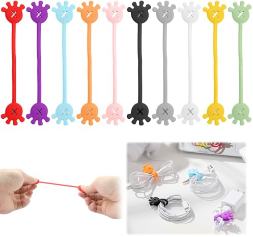 10 Pezzi Clip per Cavi Magnetici In Silicone Multicolore, Fascette Magnetiche Riutilizzabili, Fascette Magnetiche In Silicone Clip, Gestore Cavi Magnetici per Cuffie Avvolgicavo USB per Home Office