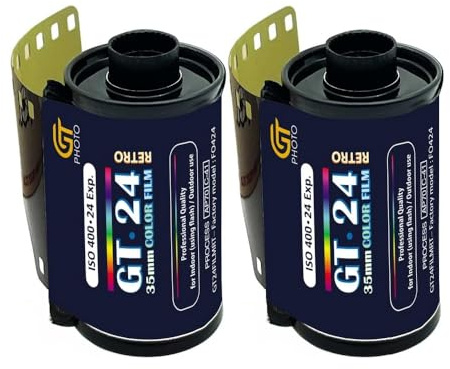 GT Photo Pellicule Couleur GT24FILM 35mm - Lot de 2 Films 24 Poses - Idéal pour Photographie, Développement et Impression de Qualité