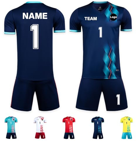 Custom Football Jerseys for Adult Kids Men Women Youths Personalised Football Uniform Shirt and Shorts with Number Name Logo Team