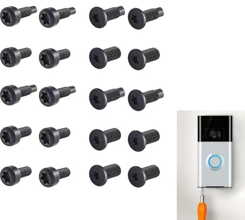 20-Piece Ring Doorbell Screw Set, T6/T15 Short & Long Precision Screws, Zinc-Coated Rust-Resistant Carbon Steel Screws for Ring Doorbell/Doorbell 2/Pro, Replacement Installation Screws for Doorbell Ma