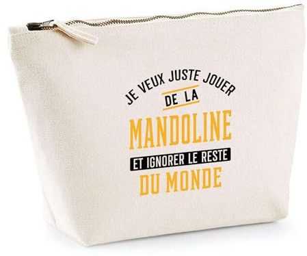 Trousse Jouer de la Mandoline et Ignorer Le Monde | Pochette Toilette Maquillage | Idée Cadeau Musicien Humour Instrument Musique Original Drôle Mélodie Artiste