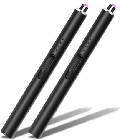 2 Pack Electric Candle Lighter, USB C Rechargeable Lighter Long Reach for Candles, BBQ, Camping, Hiking, Grill Stove (Black)