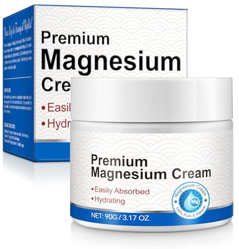 Magnesium Cream, Magnesium Lotion, Highly Concentrated Magnesium for Leg, Muscle, Joint Care, Magnesium Oil Cream with Pure Zechstein Magnesium, Topical Magnesium Chloride, Easy Absortion, 3.17G