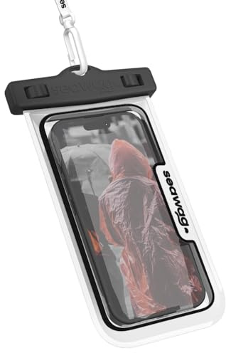 Seawag NEXT Waterproof Phone Pouch, IPX8 Dry Bag for iPhone 16 15 14 Pro Max & Samsung Galaxy S25 — Underwater Case, Full Touchscreen, Lanyard, Beach Pool Swimming, Black/White (1 Pack)