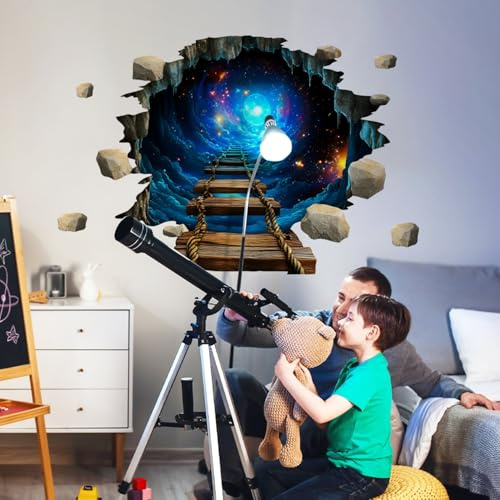 Adesivo murale del tunnel spaziale 3D, adesivi murali del ponte di sospensione della luna per la stanza dei ragazzi, adolescenti, camera da letto, stanza da gioco, decorazione murale del vivaio