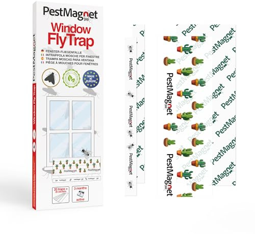 PestMagnet Fenster-Fliegenfallen 40er Pack (20+20) – Fruchtfliegenfalle für Innenräume, Einweg-Insektenfänger, wasserdichte Klebefalle, Ohne Pestizide – Schädlingsbekämpfung für Zuhause