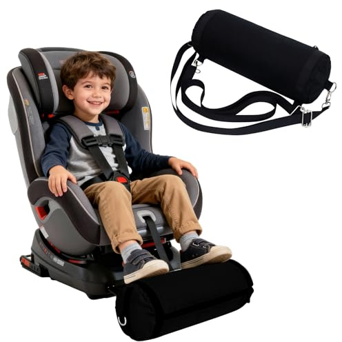 IFOYO Inflatable Car Seat Foot Rest for Kids, Portable Toddler Car Foot Rest with 2 Adjustable Straps, Carseat Accessories Suit for Kids Booster Cars Seat, Machine Washable Cover, Black