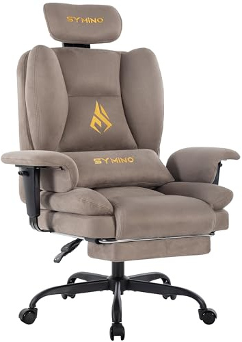 Symino Sofa-Like Gaming Chair with Footrest, Computer Chairs | PC Chair with Pocket Spring Support, Ergonomic Comfortable Gaming Chairs for Adults Teens (Twill Fabric, Light Coffee)