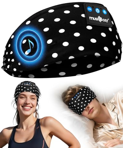 MUSICOZY Schlafkopfhörer Bluetooth Kühl Schlaf Kopfhörer Seitenschläfer | Kabellos Sport Kopfhörer Stirnband 16+STD für Yoga/Training/Reisen/Schlaflosigkeit,Tech Gadgets für Männer/Frauen