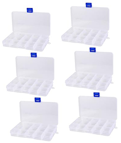 AKOOSY 6 pezzi Scatole Organizer Trasparenti per Gioielli con Scomparti Contenitori per Perline e Orecchini Scatole per Smistamento e Stoccaggio Oggetti