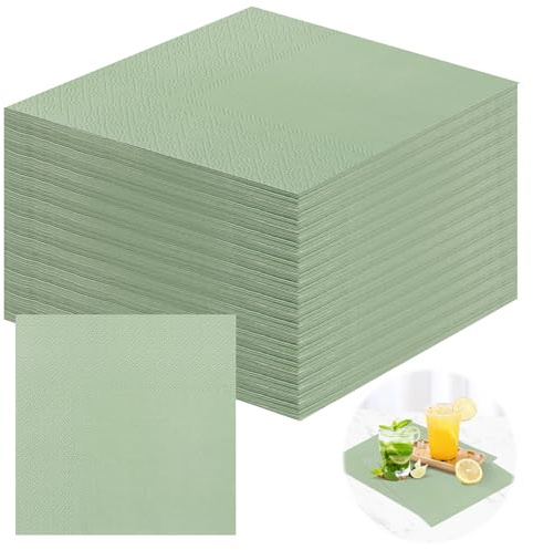 TPTGIAR 80 Stück 33x 33cm Servietten Salbeigrün: 2-Lagig Servietten Hochzeit, Salbeigrün Gefaltet Serviettens Eukalyptus für Hochzeiten Braut Geburtstag Party Abendessen