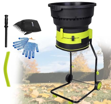 Biotrituradora De Jardín 2500W Con Bolsa Y Ruedas, Trituradora De Hojas Eléctrica 8000 RPM, Compostador Seguro Bladeless, Protección Contra Sobrecarga(Powercordx60m)