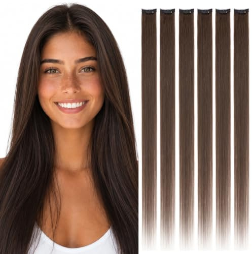 Rich Choices Clip in Extensions Echthaar Braun 6 Stück 40cm Echthaar Extensions mit Natürlich Glatt Remy Hair 40g Invisible Haarverlängerung Clip in Haarsträhnen Damen #2 Dunkelbraun