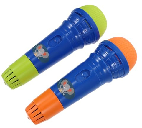 Microfono Simulato per Bambini Set 2 Pezzi in Plastico | Blu, Formato Compatto Leggero, per Feste e Natale, Impugnatura Adatta alle Mani dei Bambini Colore Casuale