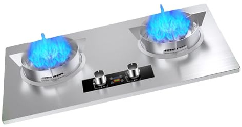 Cocina De Gas, Estufa Empotrada Acero Inoxidable, Sobremesa Con Temporizador 5,2 KW, For Restaurantes Familiares Y Puestos Comida(NG)