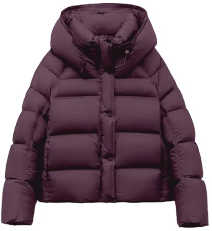 Giacca Invernale con Cappuccio, Cappotto Trapuntato Corto, Leggero, Caldo, alla Moda, Casual