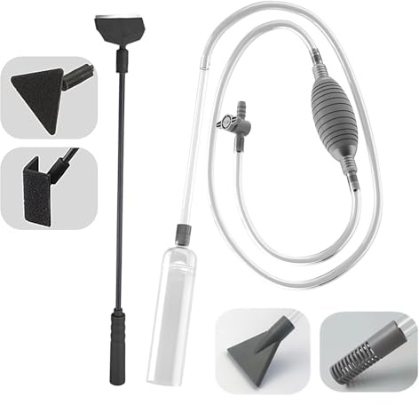 Mulmsauger Aquarium 3 in 1 Reinigungsset 1,7m | Wasserwechsel, 3 in 1 Algenschaber, Für Fischwasserglas, Aquarien Sauger