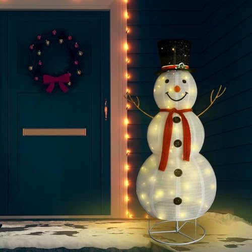 ACAGALA 180 LED Schneemann Deko, 180 cm Weihnachtsfigur Beleuchtet für Indoor & Outdoor, 8 Lichteffekten, Luxus-Stoff, Weihnachtsbeleuchtung Warmweiß für Christmas, Haus Weihnachtsdekorationen